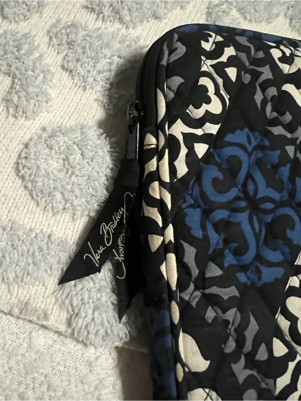 Vera Bradley Quilted Sleeve in Black, Blue & white